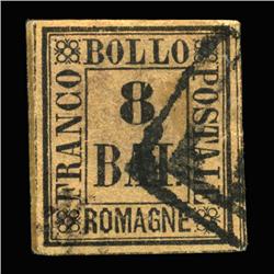 1859 VERY RARE Italy Romagna 8b Postal Stamp Hi Grade $1800 BV (STM-0197)