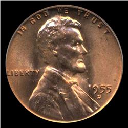 1955D US Lincoln Cent Coin Graded MS67 Red (COI-4168)