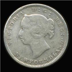 1896 Canada Newfoundland 5c Silver Hi Grade RARE (COI-6754)