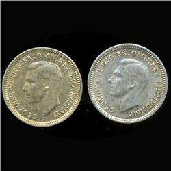 1943 Australia 3 Pence Pair High Grade (COI-6807)