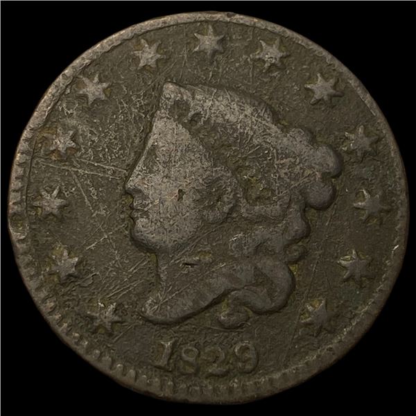 1829 Med. Letters Coronet Head Large Cent  NICELY CIRCULATED