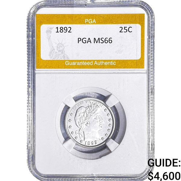 1892 Barber Quarter PGA MS66