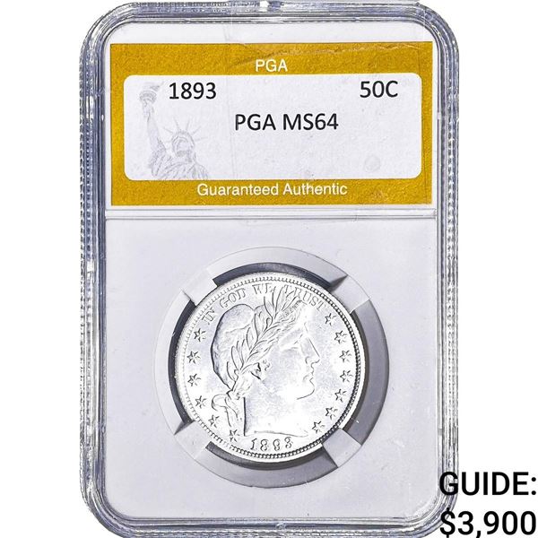 1893 Barber Half Dollar PGA MS64