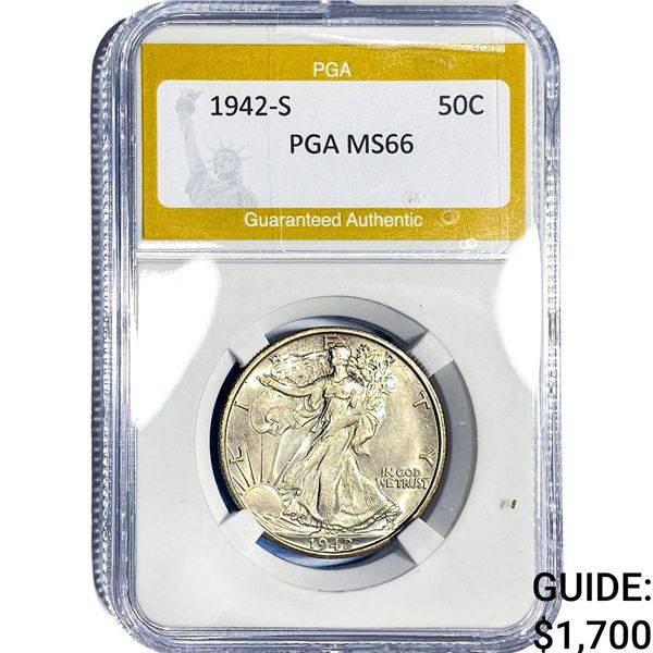 1942-S Walking Liberty Half Dollar PGA MS66