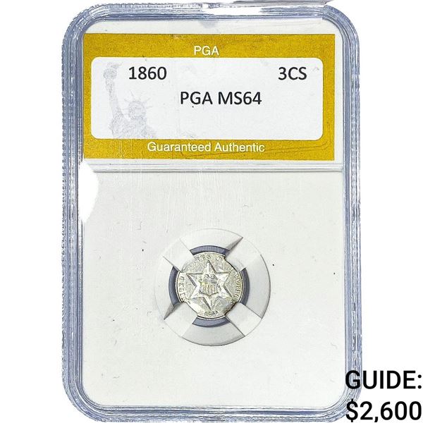 1860 Silver Three Cent PGA MS64