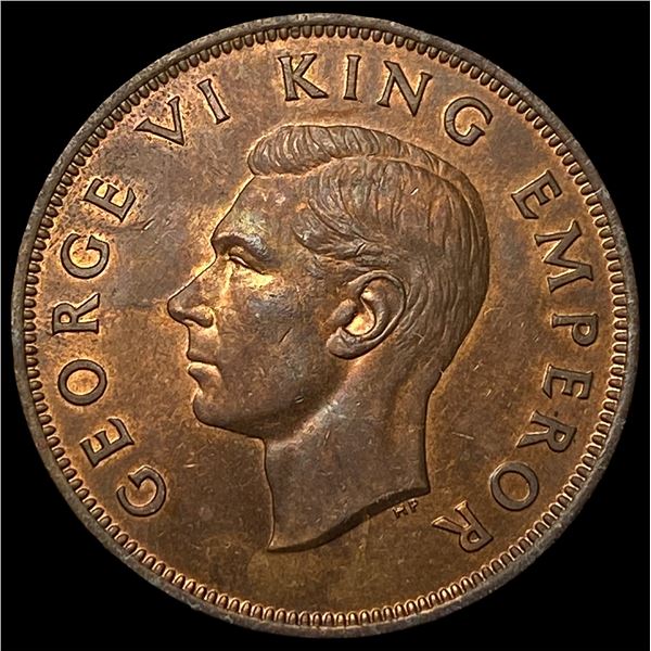 1944 New Zealand George VI Copper 1 Penny CHOICE AU