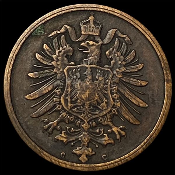 1874 German Empire Copper 1 Pfennig CHOICE AU