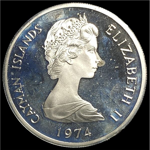 1974 Cayman Islands Silver 5 Dollars GEM PROOF
