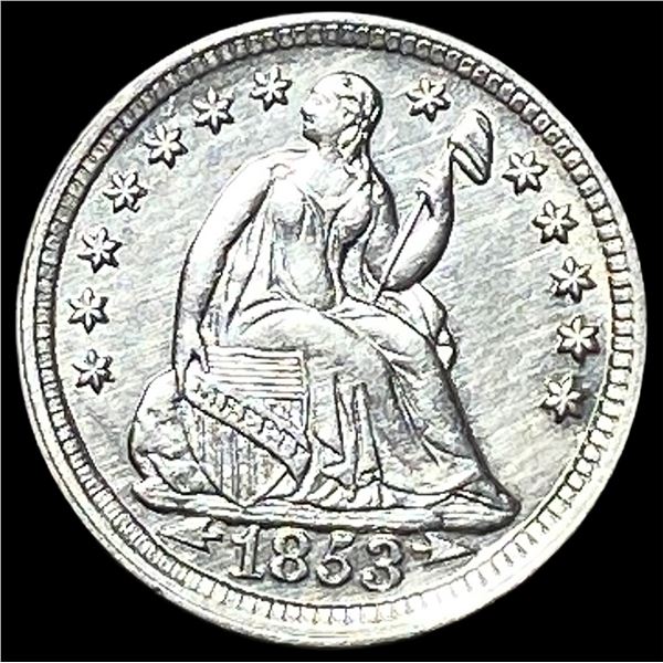 1853 Arrows Seated Liberty Half Dime CLOSELY UNCIRCULATED