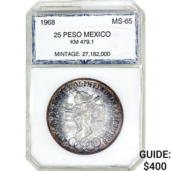 1968 25 Peso Mexico PCI MS65