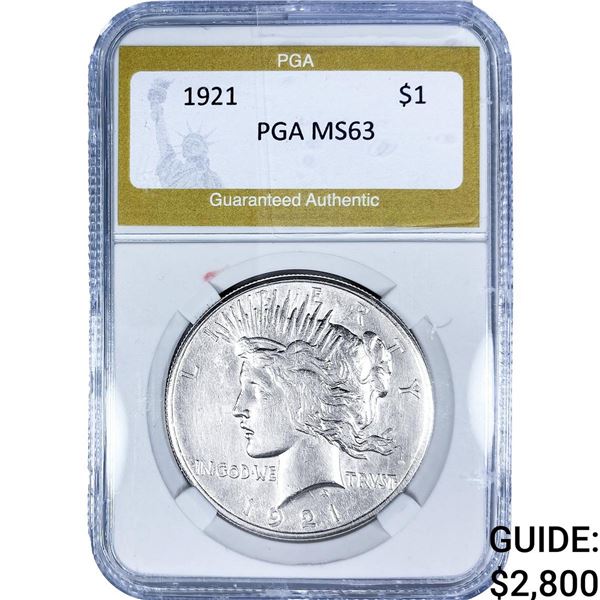 1921 Silver Peace Dollar PGA MS63