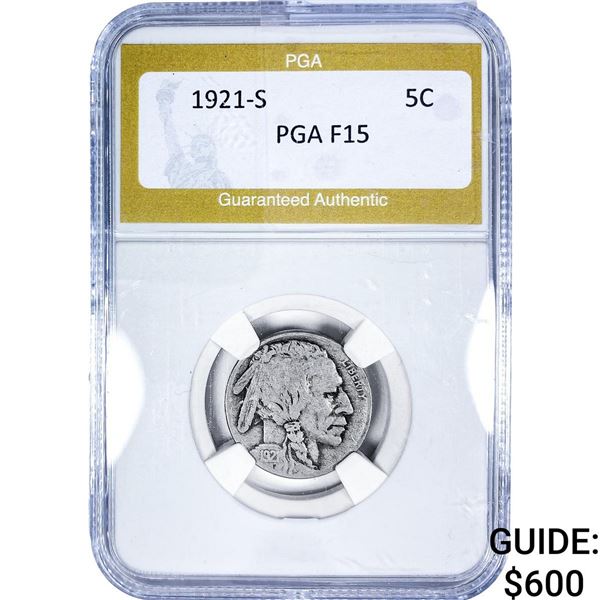 1921-S Buffalo Nickel PGA F15