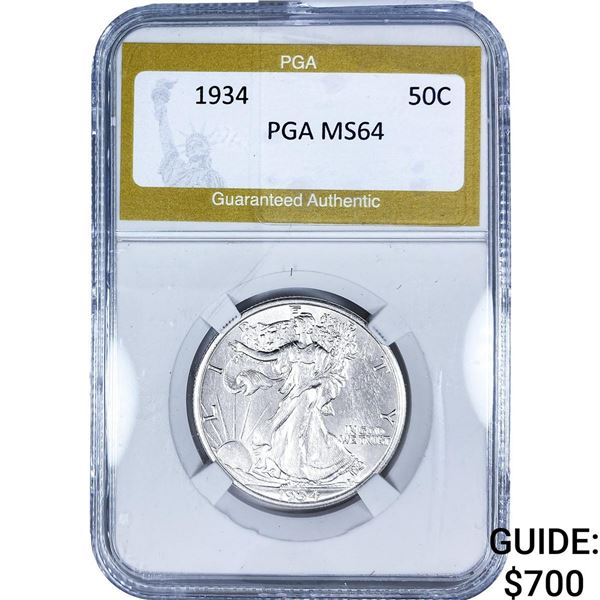 1934 Walking Liberty Half Dollar PGA MS64
