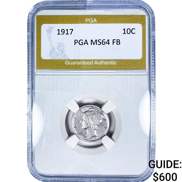 1917 Mercury Silver Dime PGA MS64 FB