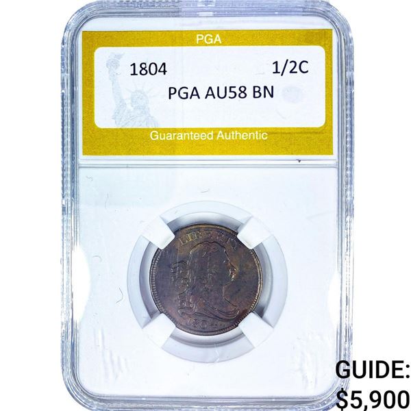 1804 Draped Bust Half Cent PGA AU58 BN