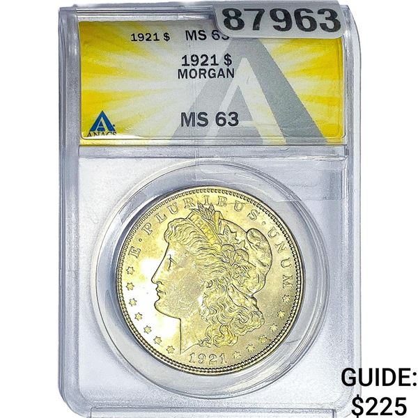 1921 Morgan Silver Dollar ANACS MS63