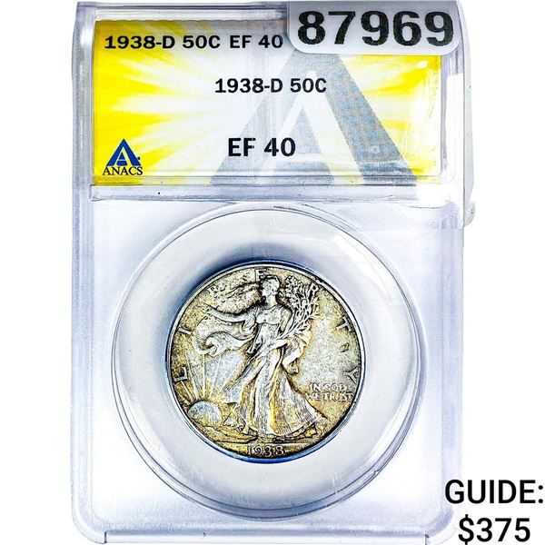 1938-D Walking Liberty Half Dollar ANACS EF40