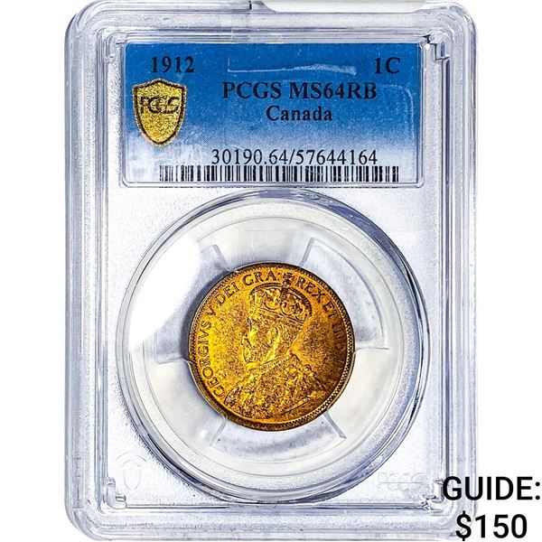 1912 Canada Cent PCGS MS64 RB