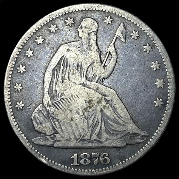 1876-CC Silver Seated Liberty Half Dollar LIGHTLY CIRCULATED