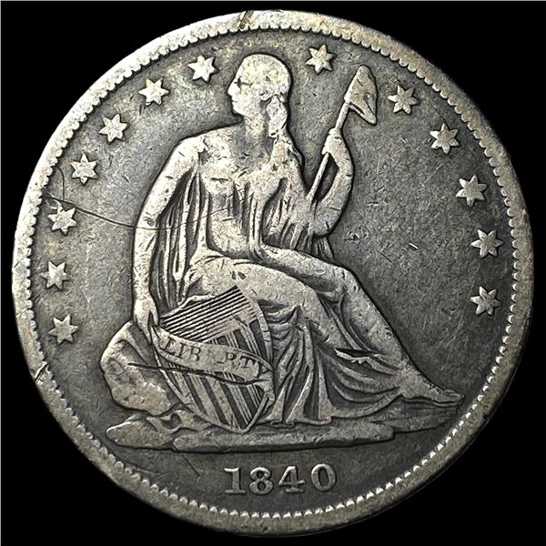 1840 Silver Seated Liberty Half Dollar LIGHTLY CIRCULATED