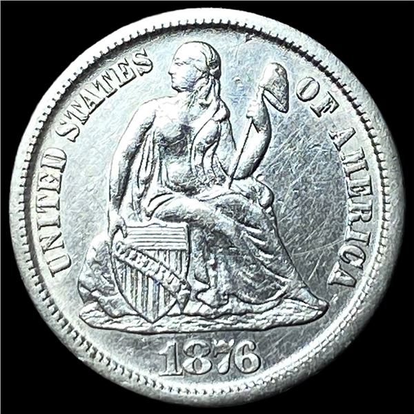 1876-CC Silver Seated Liberty Dime CLOSELY UNCIRCULATED