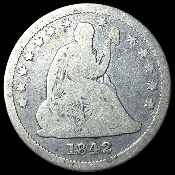 1842-O Silver Seated Liberty Quarter NICELY CIRCULATED