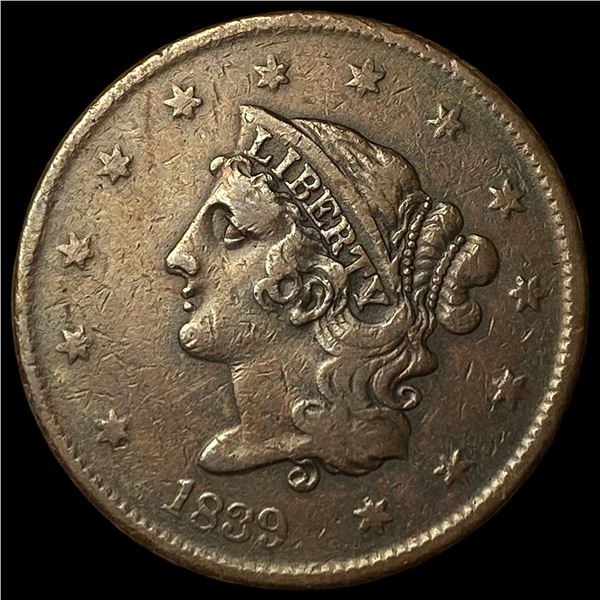 1839 Braided Hair Large Cent ABOUT UNCIRCULATED