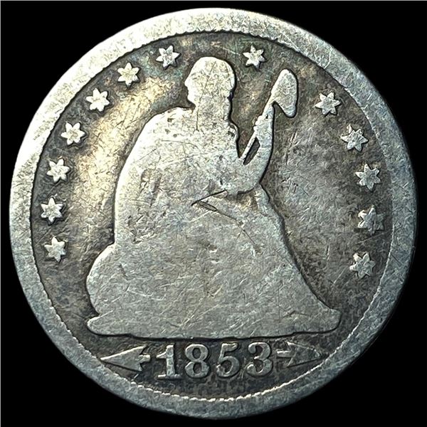 1853-O Arrows/rays Seated Liberty Quarter NICELY CIRCULATED