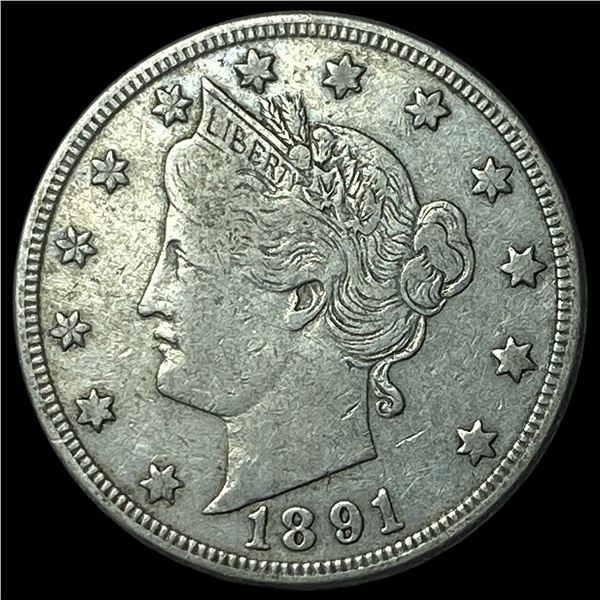 1891 Liberty Head Nickel NEARLY UNCIRCULATED