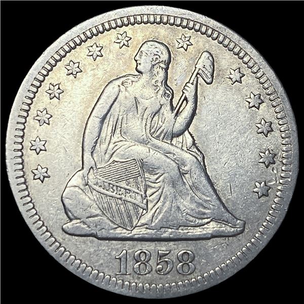 1858 Seated Liberty Quarter NEARLY  UNCIRCULATED