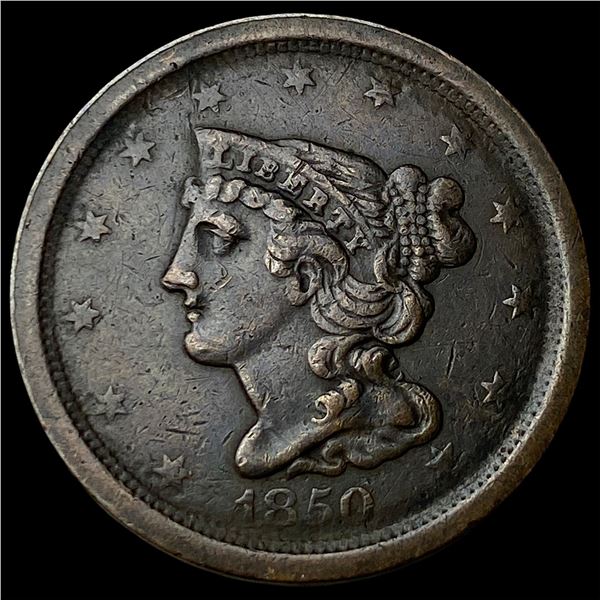 1850 Braided Hair Half Cent CLOSELY  UNCIRCULATED