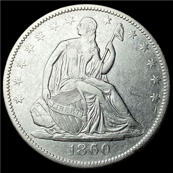 1860-O Silver Seated Liberty Half Dollar  CLOSELY UNCIRCULATED