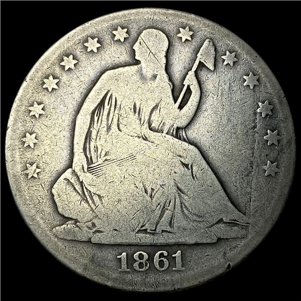 1861-O Silver Seated Liberty Half Dollar  NICELY CIRCULATED
