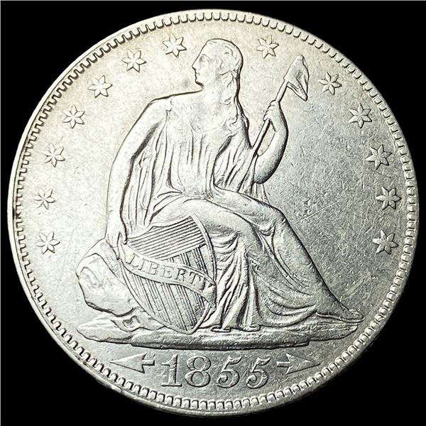1855 Arrows Seated Liberty Half Dollar  CLOSELY UNCIRCULATED
