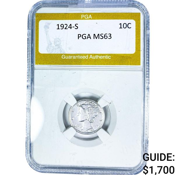 1924-S Mercury Silver Dime PGA MS63