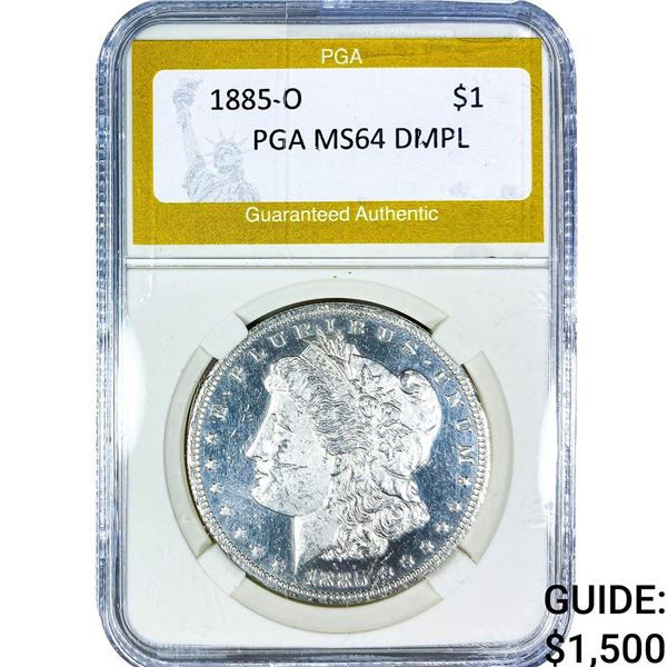 1885-O Morgan Silver Dollar PGA MS64 DMPL