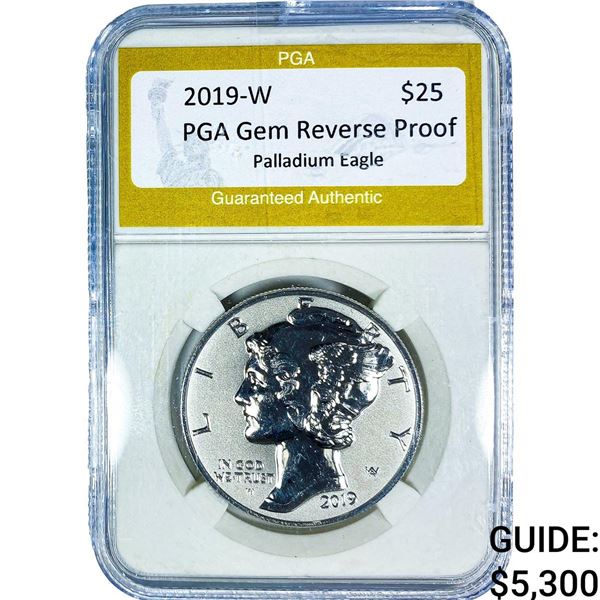 2019-W 1oz $25 Palladium Eagle PGA Gem Reverse Proof