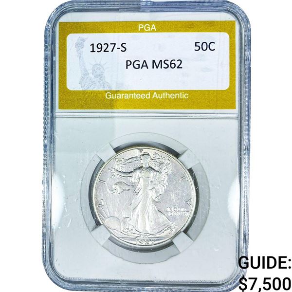 1927-S Walking Liberty Half Dollar PGA MS62