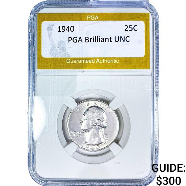 1940 Washington Silver Quarter PGA Brilliant UNC