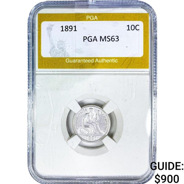1891 Seated Liberty Dime PGA MS63