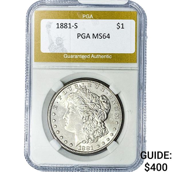 1881-S Morgan Silver Dollar PGA MS64