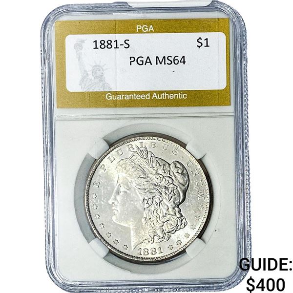 1881-S Morgan Silver Dollar PGA MS64