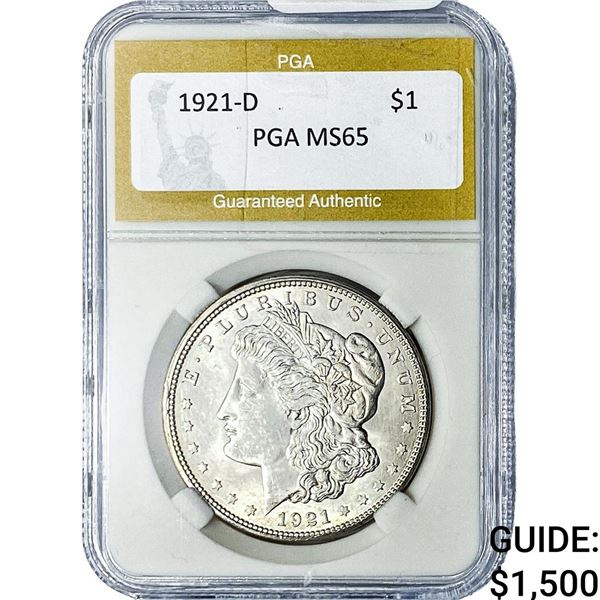 1921-D Morgan Silver Dollar PGA MS65