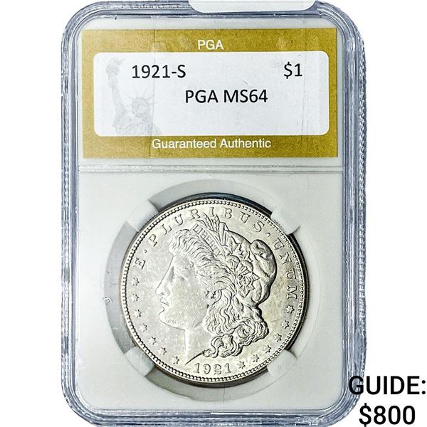 1921-S Morgan Silver Dollar PGA MS64