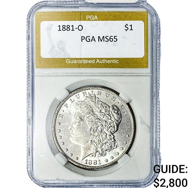 1881-O Morgan Silver Dollar PGA MS65