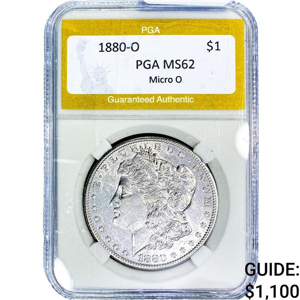 1880-O Morgan Silver Dollar PGA MS62 Micro O