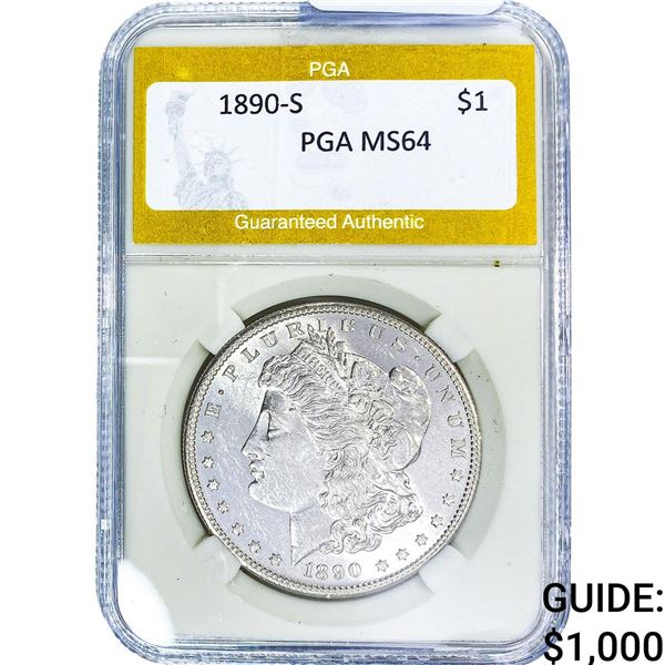 1890-S Morgan Silver Dollar PGA MS64