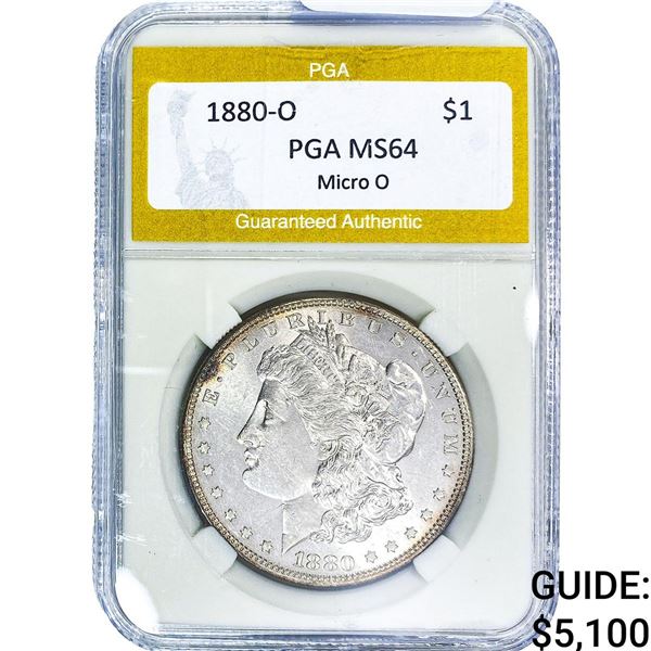 1880-O Morgan Silver Dollar PGA MS64 Micro O
