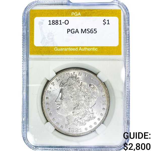 1881-O Morgan Silver Dollar PGA MS65