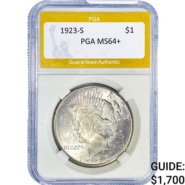 1923-S Silver Peace Dollar PGA MS64+